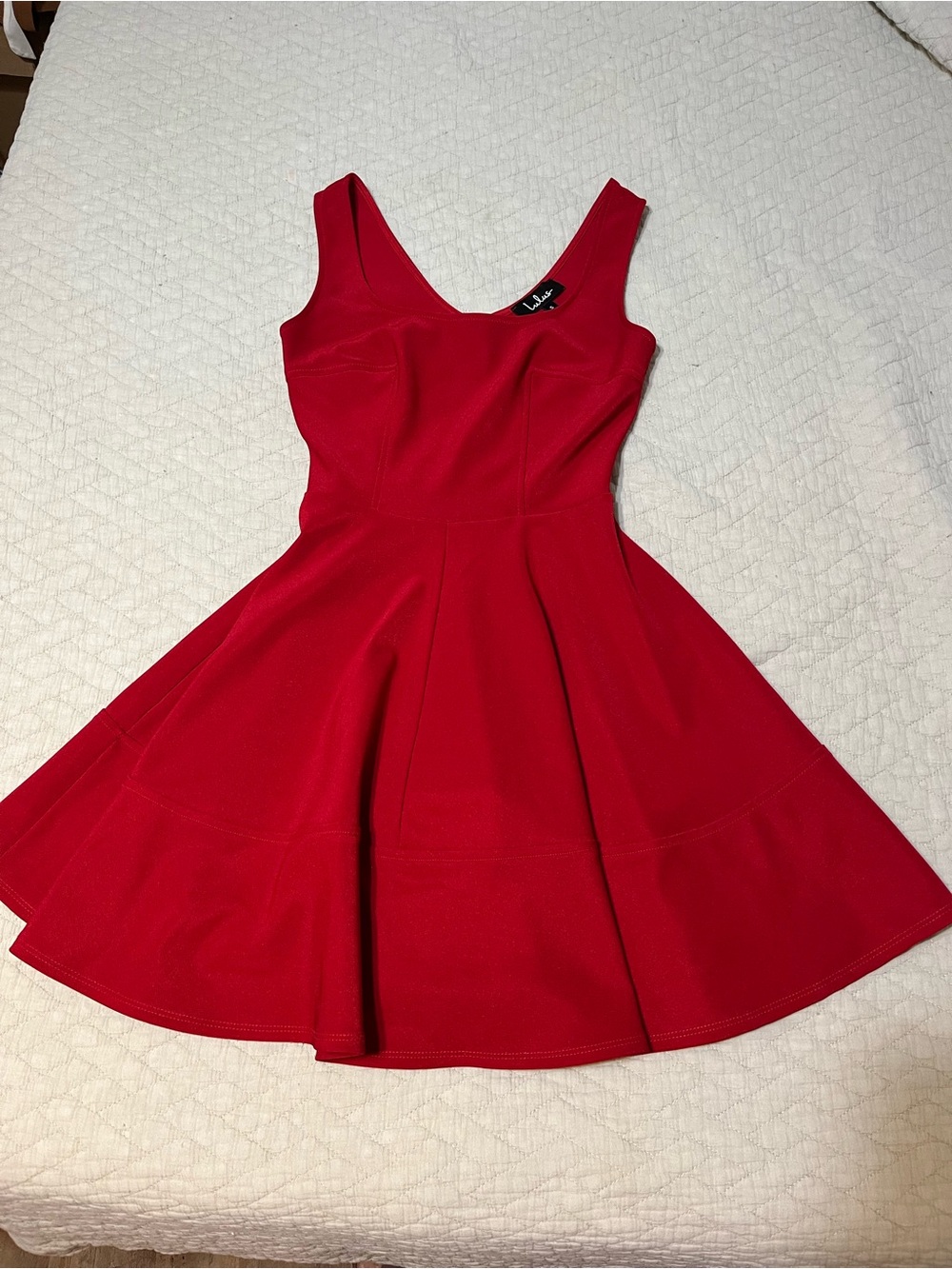 Lulu’s Red Fit-and-Flare Dress- Sleeveless. Size Small